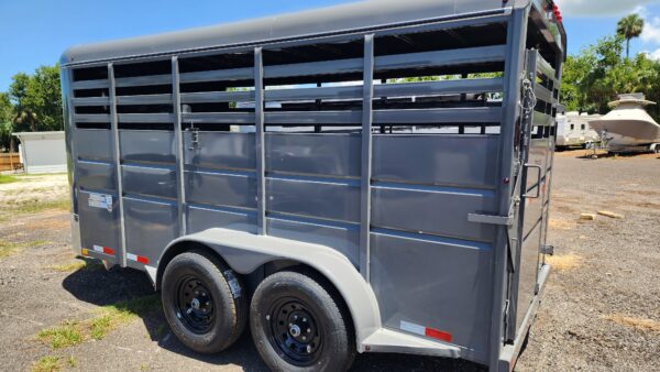 2024 Delco Bumper-Pull Livestock Trailer - 16'x6'8" - Fighter Jet Gray  - LS035701