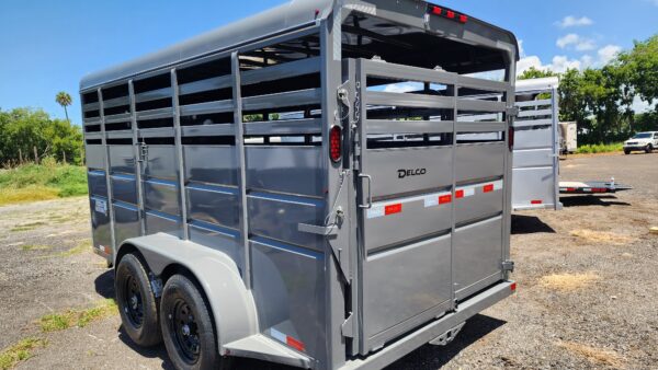 2024 Delco Bumper-Pull Livestock Trailer - 16'x6'8" - Fighter Jet Gray  - LS035701