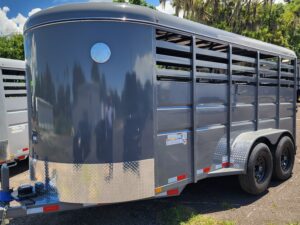 2024 Delco Bumper-Pull Livestock Trailer - 16'x6'8" - Fighter Jet Gray  - LS035701