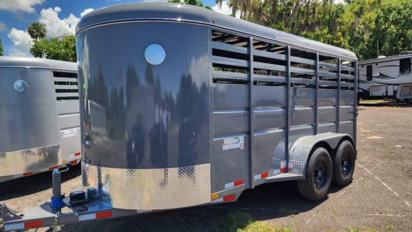 2024 Delco Bumper-Pull Livestock Trailer - 16'x6'8" - Fighter Jet Gray  - LS035701