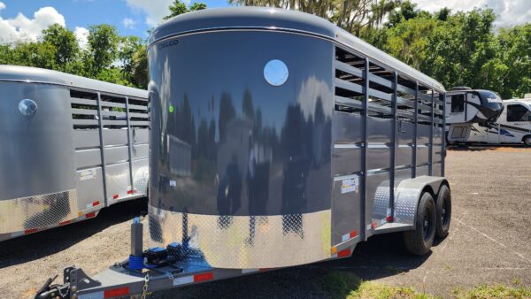 2024 Delco Bumper-Pull Livestock Trailer - 16'x6'8" - Fighter Jet Gray  - LS035701