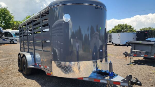 2024 Delco Bumper-Pull Livestock Trailer - 16'x6'8" - Fighter Jet Gray  - LS035701