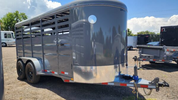 2024 Delco Bumper-Pull Livestock Trailer - 16'x6'8" - Fighter Jet Gray  - LS035701