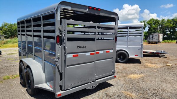 2024 Delco Bumper-Pull Livestock Trailer - 16'x6'8" - Fighter Jet Gray  - LS035701