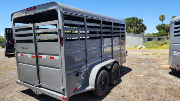 2024 Delco Bumper-Pull Livestock Trailer - 16'x6'8" - Fighter Jet Gray  - LS035701