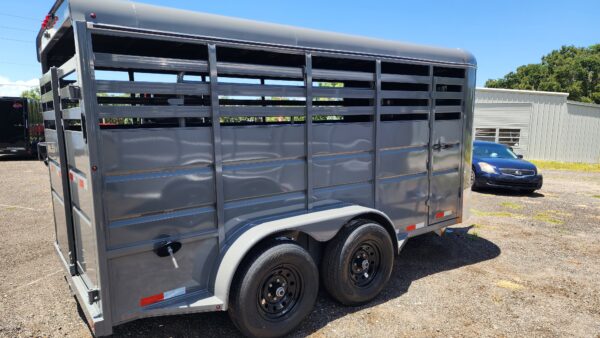 2024 Delco Bumper-Pull Livestock Trailer - 16'x6'8" - Fighter Jet Gray  - LS035701