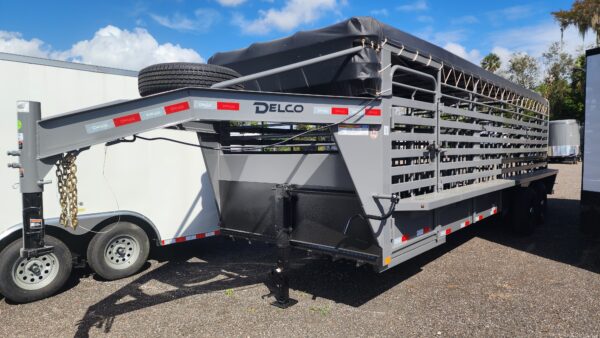 2025 Delco Gooseneck Livestock Trailer - 24'x6'8" Gray  - LS037195