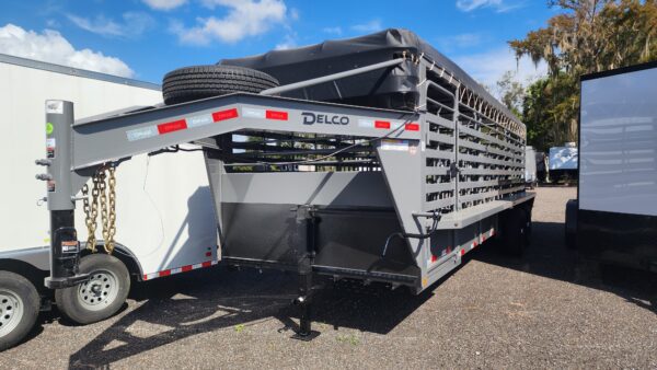 2025 Delco Gooseneck Livestock Trailer - 24'x6'8" Gray  - LS037195