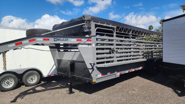 2025 Delco Gooseneck Livestock Trailer - 24'x6'8" Gray  - LS037195