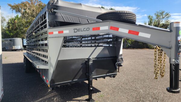 2025 Delco Gooseneck Livestock Trailer - 24'x6'8" Gray  - LS037195