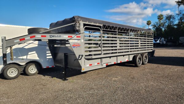 2025 Delco Gooseneck Livestock Trailer - 24'x6'8" Gray  - LS037195