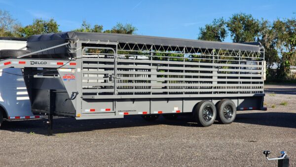 2025 Delco Gooseneck Livestock Trailer - 24'x6'8" Gray  - LS037195