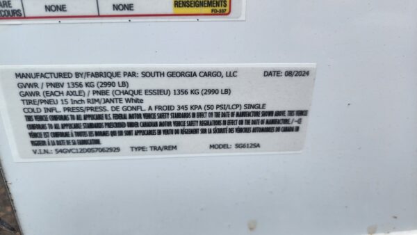 2025 6X12SA Enclosed Cargo Trailer RD - SG062929